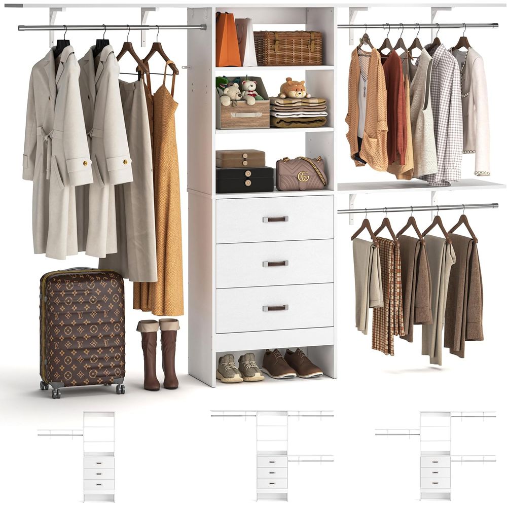 Bedroom Furniture - 8T Closet System, 96'' Closet Organizer-systeem