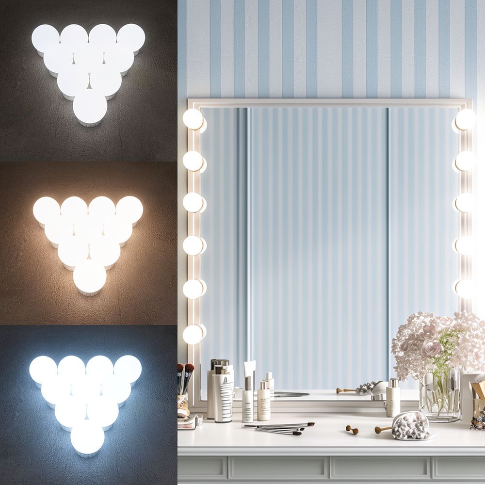 Dressing Table Vanity With Lighted Mirror - Dimbare LED Hollywood make-up spiegelverlichting, USB-aangedreven