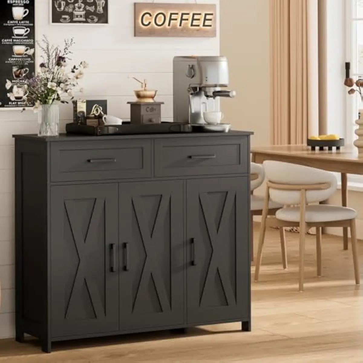 Storage - Koffiebar opbergkast met laden, keukenbuffetkast