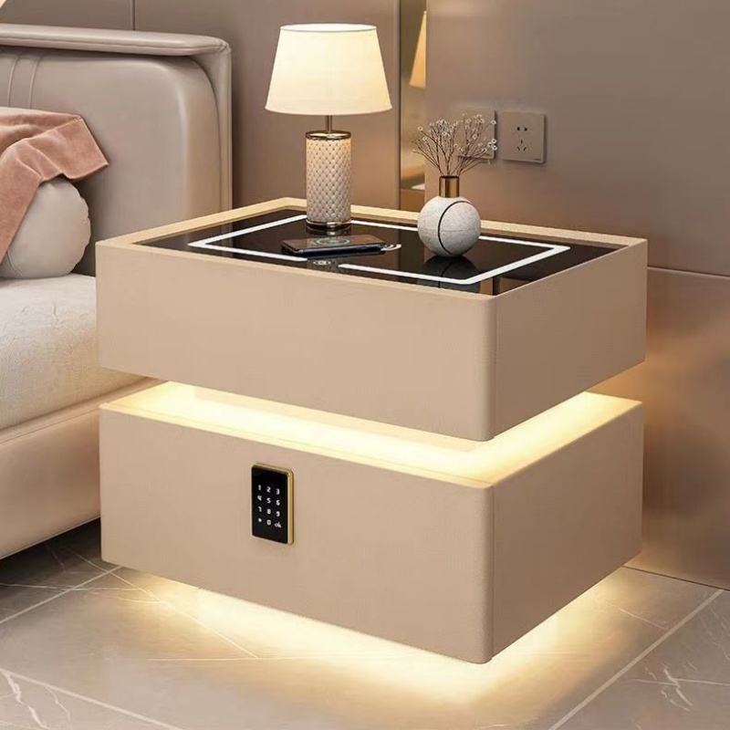 Solid Wood Nightstand 2 Drawers - Moderne stijl massief houten nachtkastje met