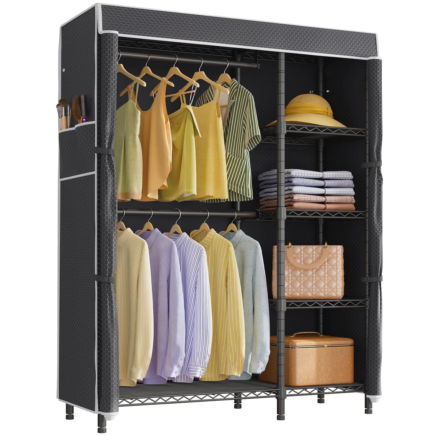 Wardrobe Closet Portable Fabric Cover - Draagbare kledingkast, stevig kledingrek met stoffen