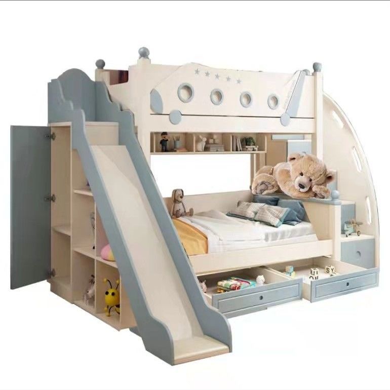 Bunk Bed With Stairs And Slide - Hoogwaardig houten stapelbed in prinsesstijl met