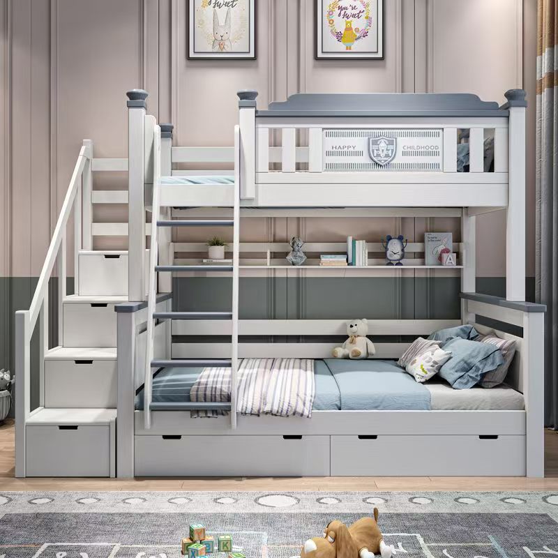 Bunk Bed With Stairs And Slide - Goedkope houten kinderkamermeubels 2025, massief houten