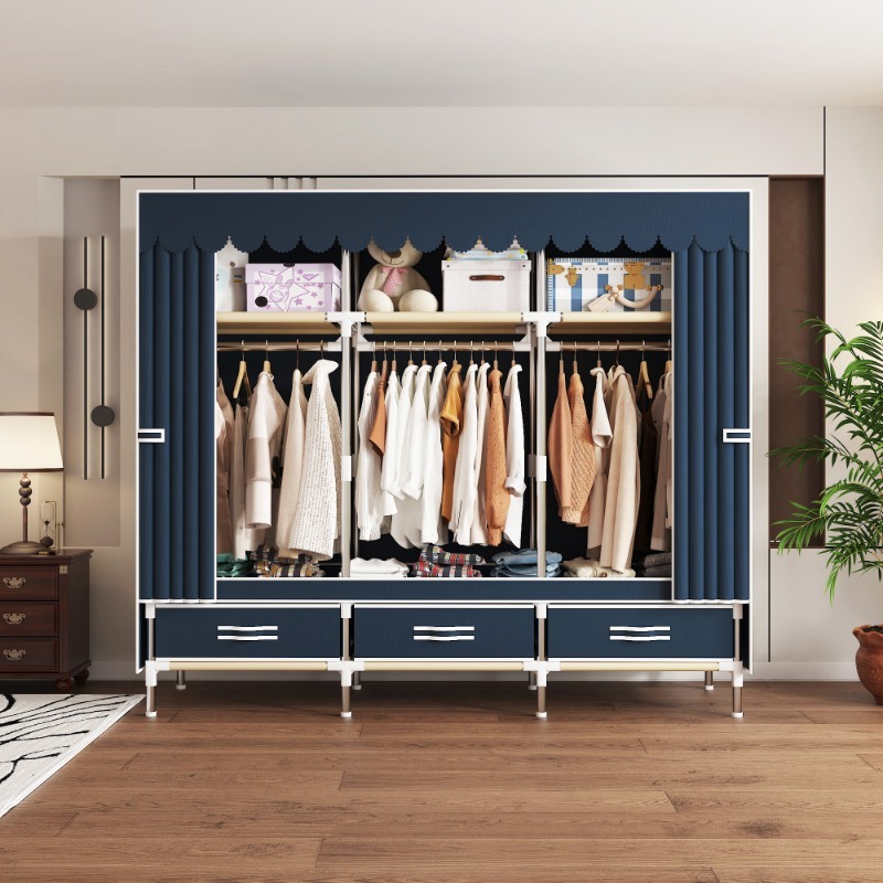 Wardrobe Closet Portable Fabric Cover - 65-inch stoffen kast met laden, grote