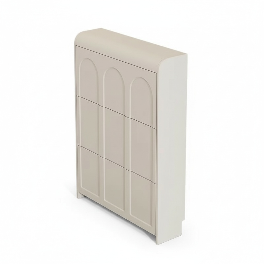 Shoe Rack Cabinet Narrow Entryway - Schoenenkast, moderne crèmekleurige houten ultradunne smalle