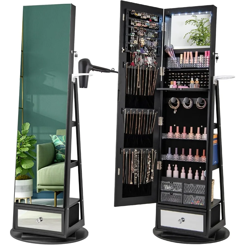 360 °   Draaibare sieradenkast - Full Length Mirror Jewelry Armoire recensie en prijs