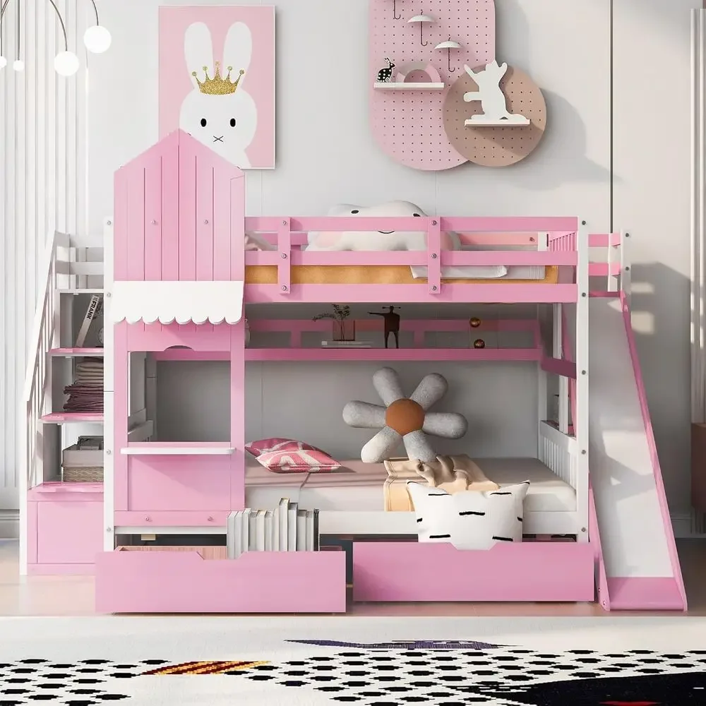 Kinderstapelbed met trap, glij - Bunk Bed With Stairs And Slide recensie en prijs