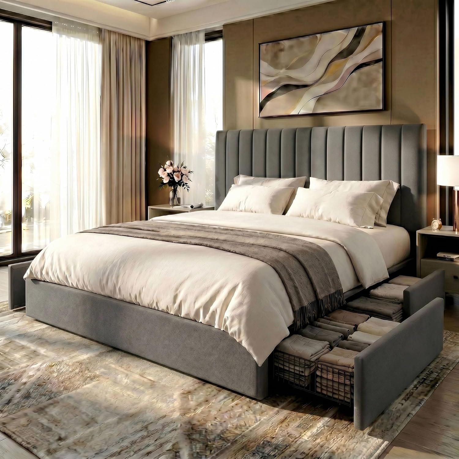 Platformbedframe in kingsize,  - King Size Bed Frame With Storage Drawers recensie en prijs