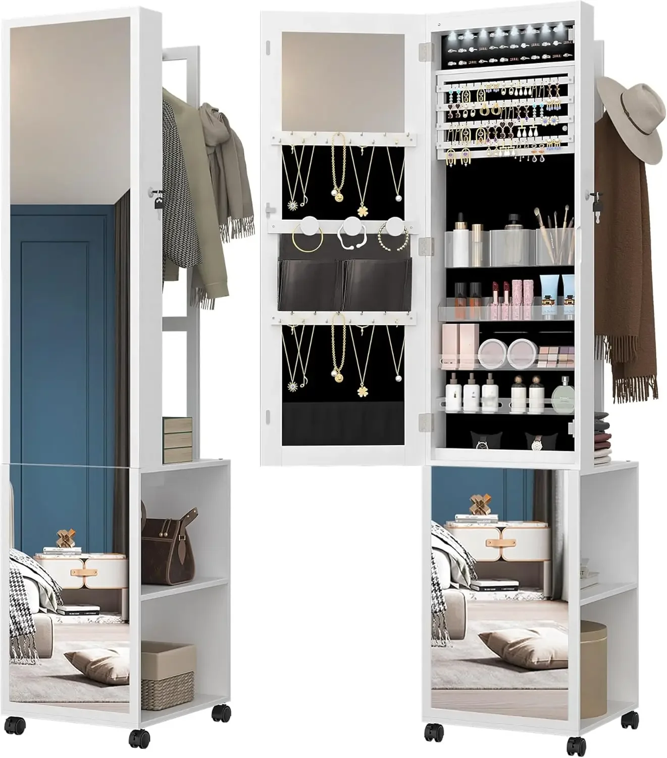 8 LED's sieradenkast, 66,9-inc - Full Length Mirror Jewelry Armoire recensie en prijs