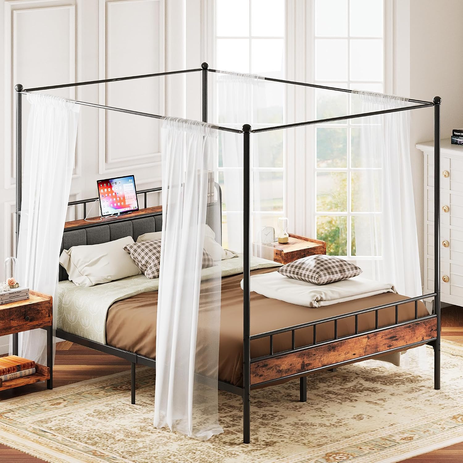 Koninginnekamerbedframe met op - Canopy Bed Frame Metal Queen recensie en prijs