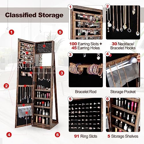 Sieradenkast met spiegel in vo - Full Length Mirror Jewelry Armoire recensie en prijs