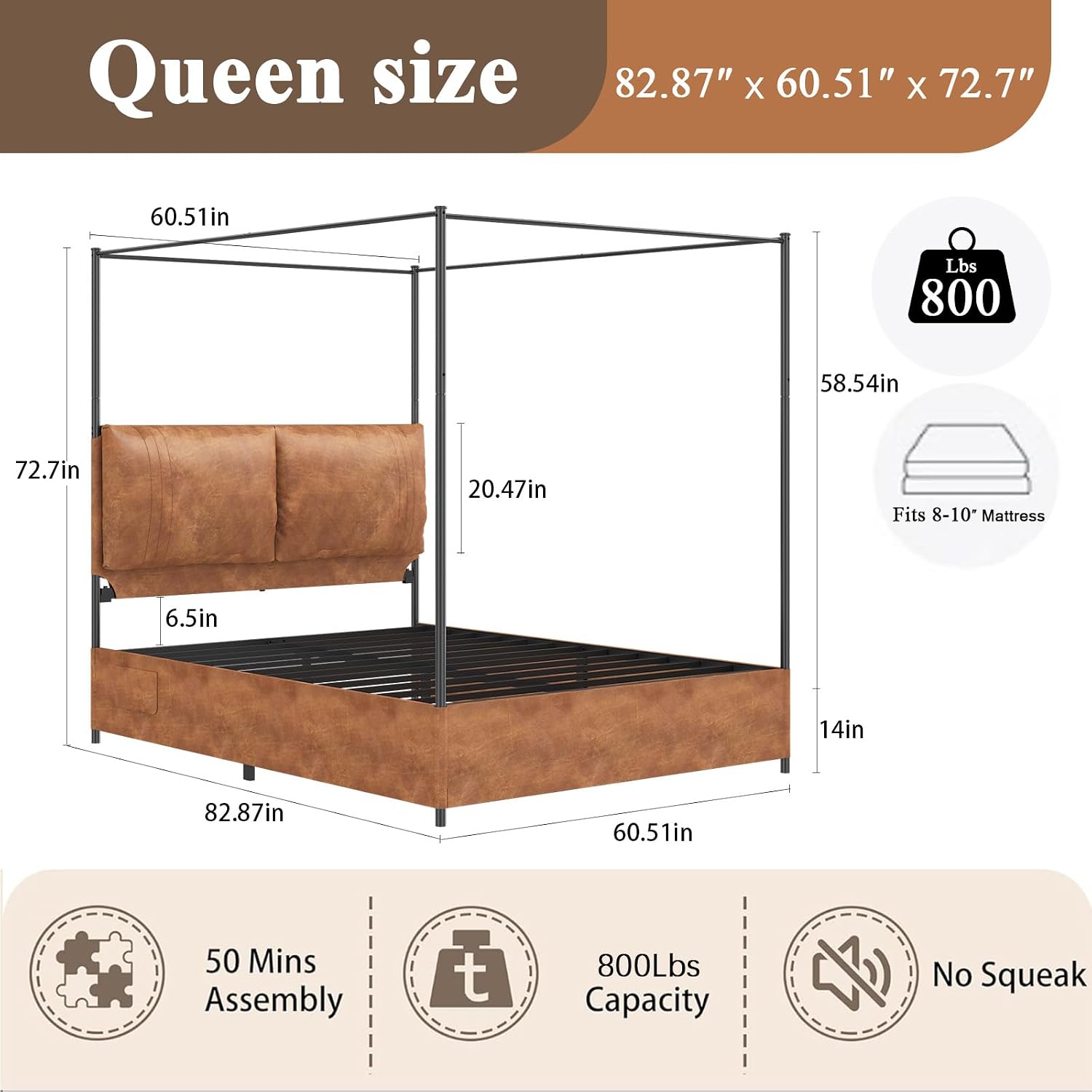 Koninginnekamerbedframe met ho - Canopy Bed Frame Metal Queen recensie en prijs