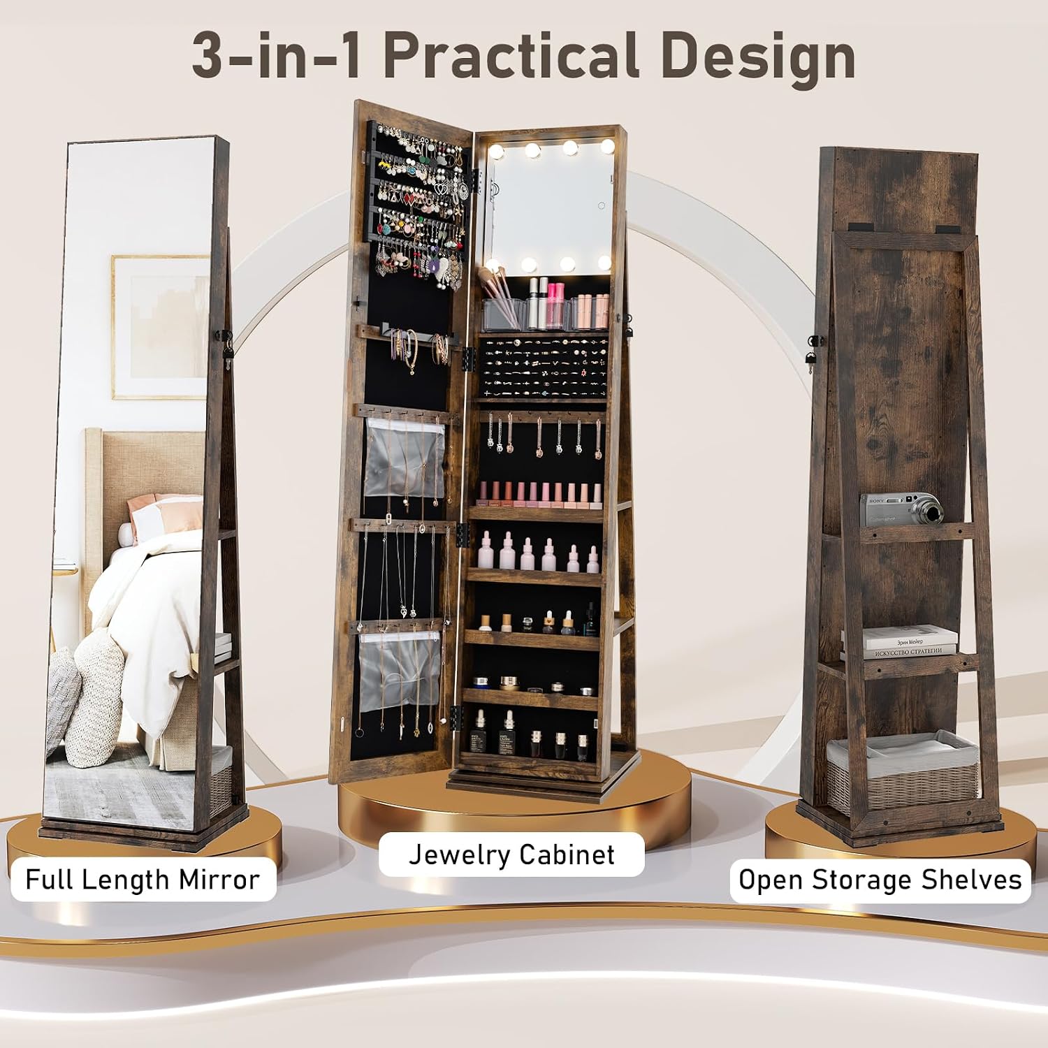 Draaibare sieradenkast met spi - Full Length Mirror Jewelry Armoire recensie en prijs
