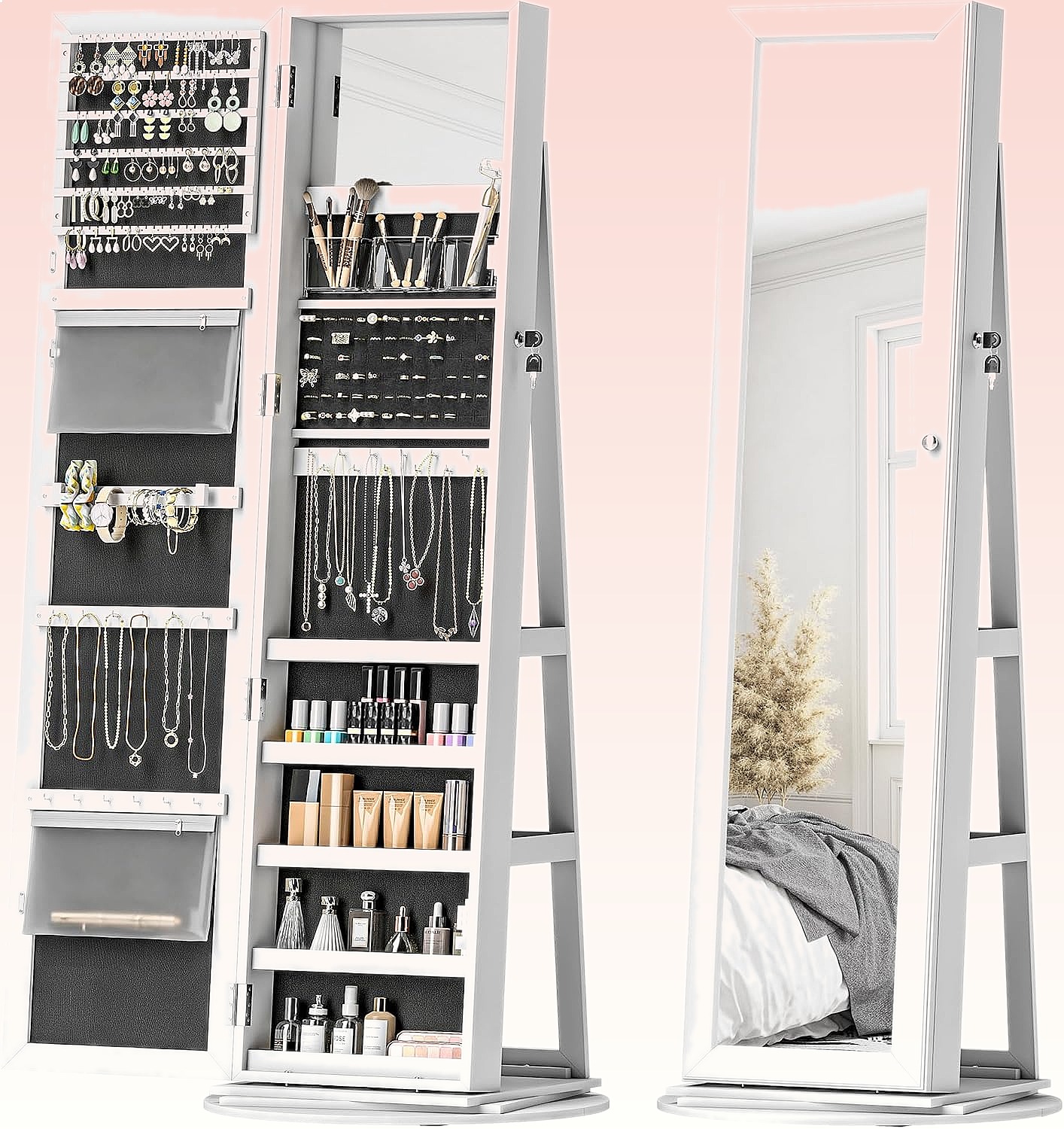 HOMCOM 360 °   Draaibare, afsl - Full Length Mirror Jewelry Armoire recensie en prijs