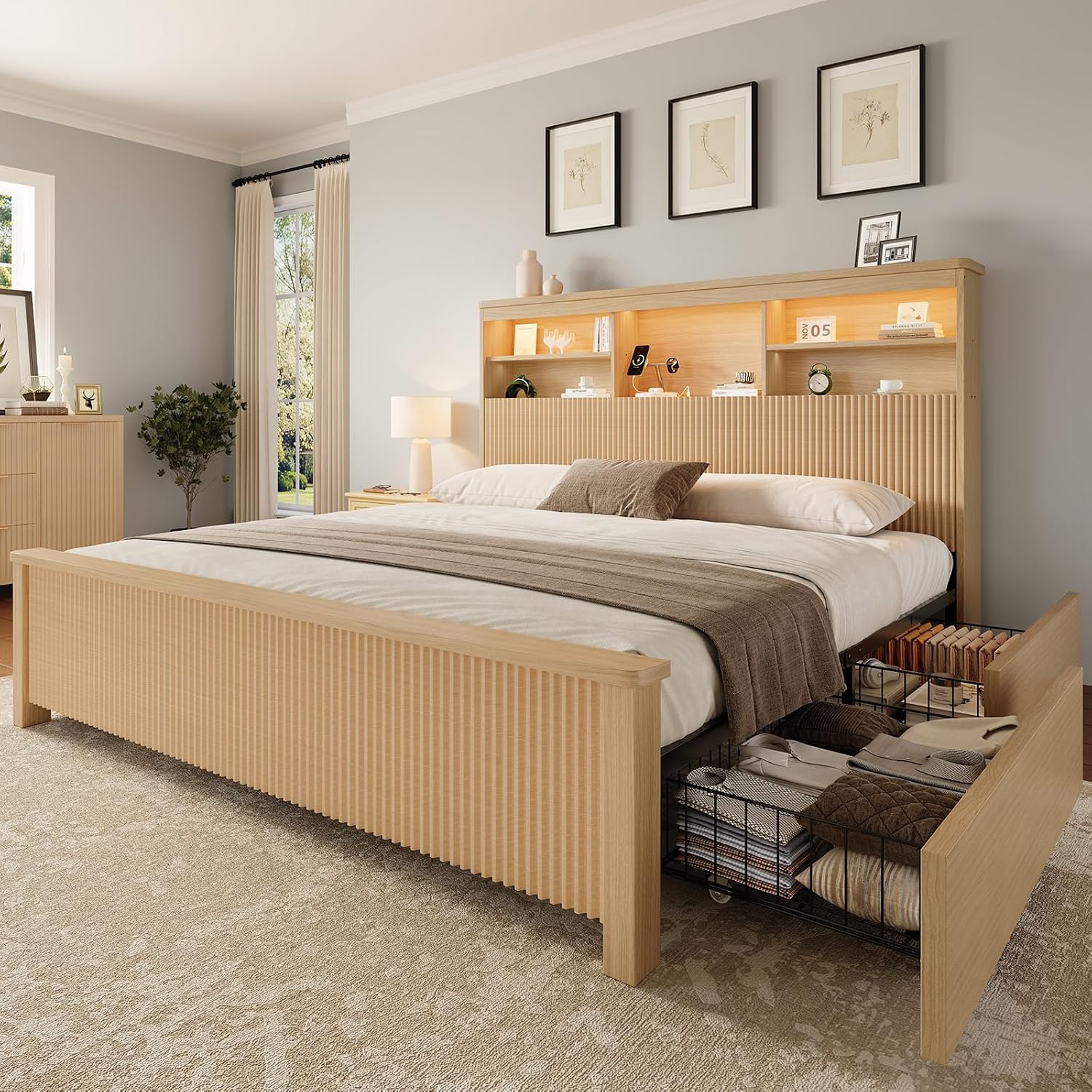 Kingsize bedframe met 4 opberg - King Size Bed Frame With Storage Drawers recensie en prijs