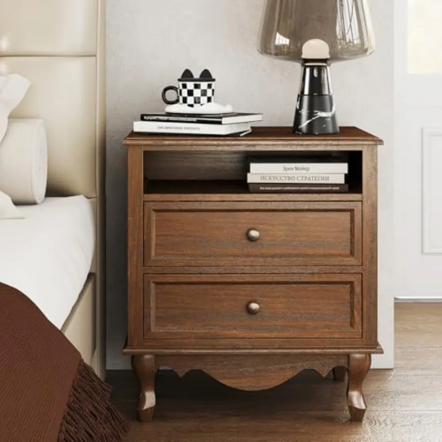 Nachtkastje van massief hout,  - Solid Wood Nightstand 2 Drawers recensie en prijs