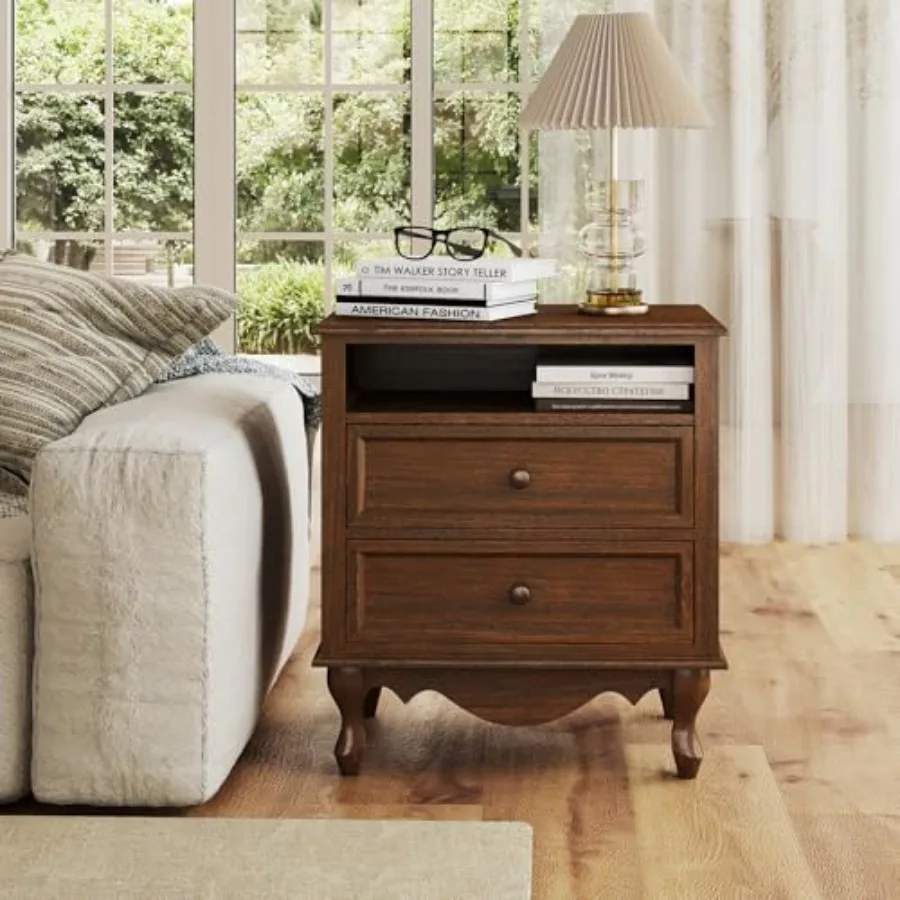 Nachtkastje van massief hout,  - Solid Wood Nightstand 2 Drawers recensie en prijs