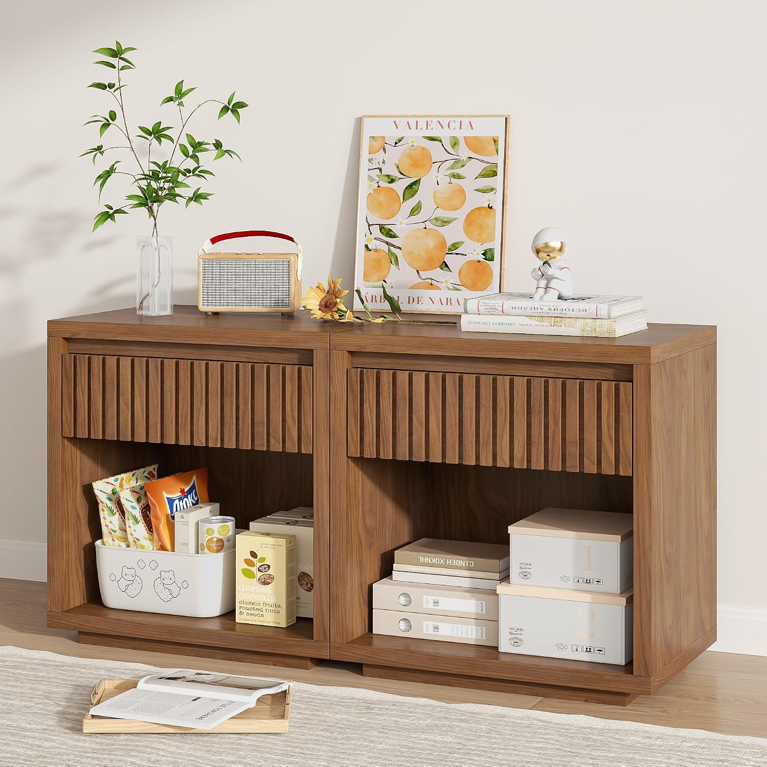 Set van 2 nachtkastjes met 2 l - Solid Wood Nightstand 2 Drawers recensie en prijs