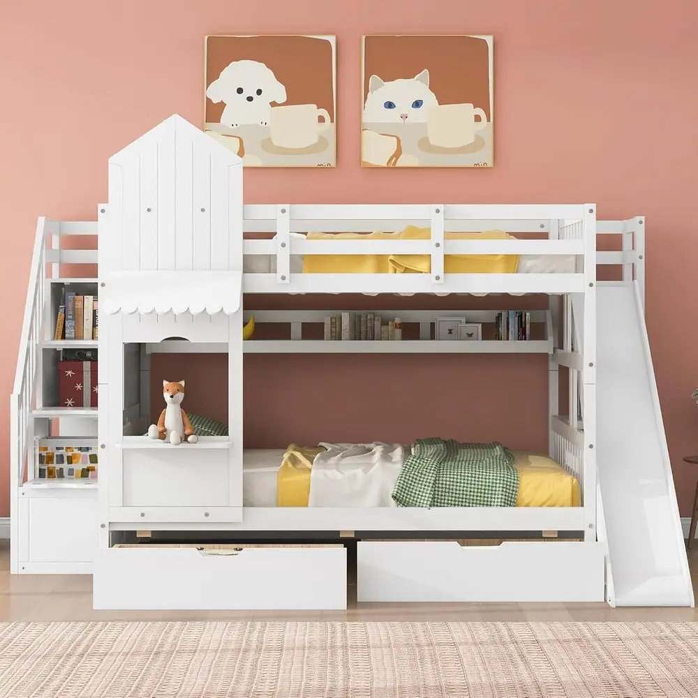 Twee-laags stapelbed met glijb - Bunk Bed With Stairs And Slide recensie en prijs