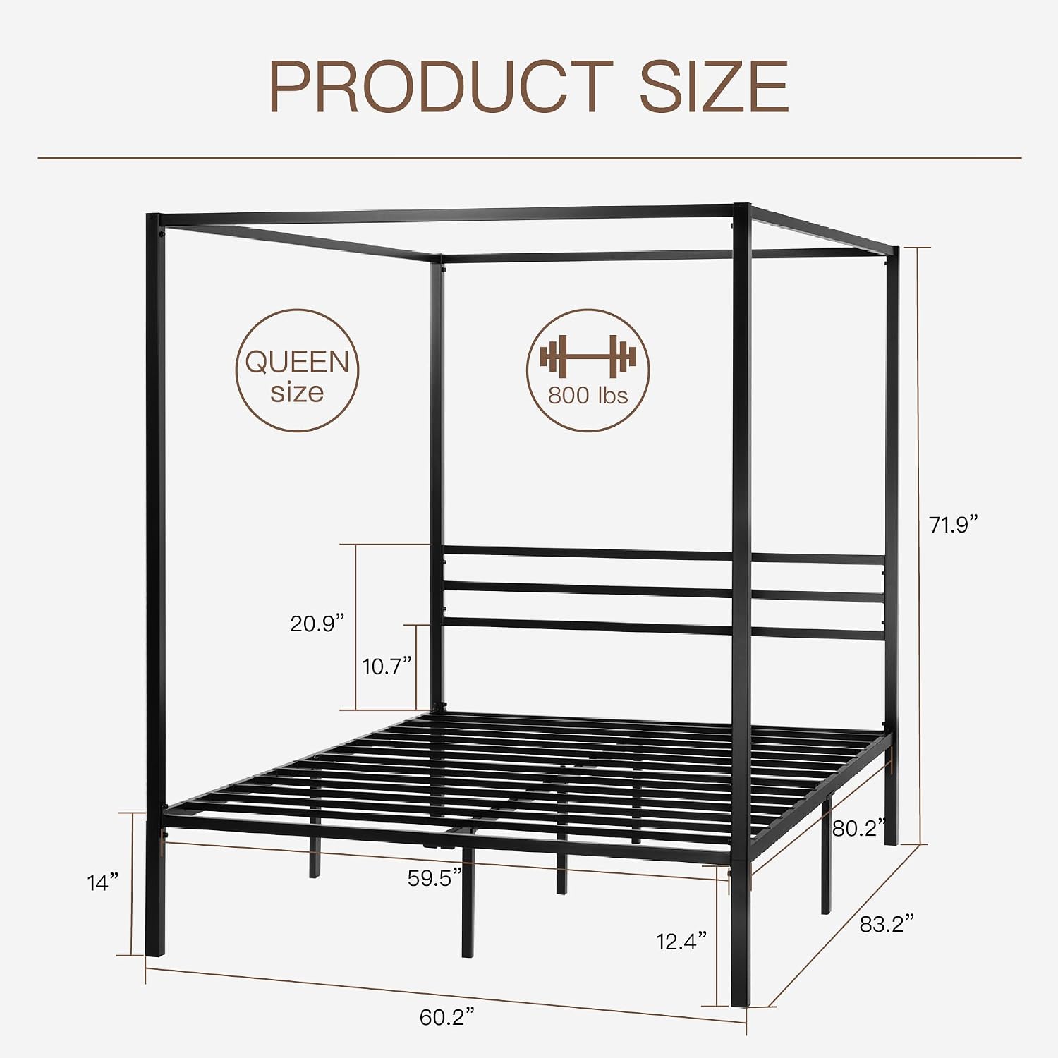 Koningin-formaat metalen hemel - Canopy Bed Frame Metal Queen recensie en prijs
