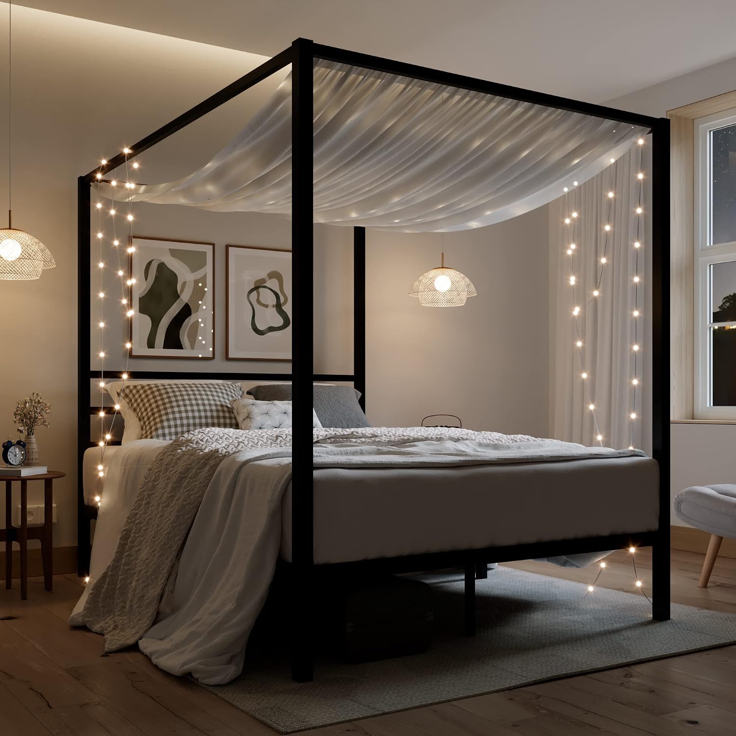 Koningin-formaat metalen hemel - Canopy Bed Frame Metal Queen recensie en prijs