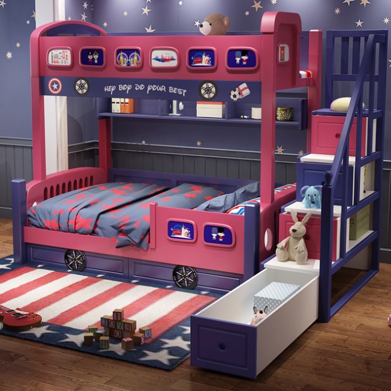 Modern stijl meisjes peuterbed - Bunk Bed With Stairs And Slide recensie en prijs
