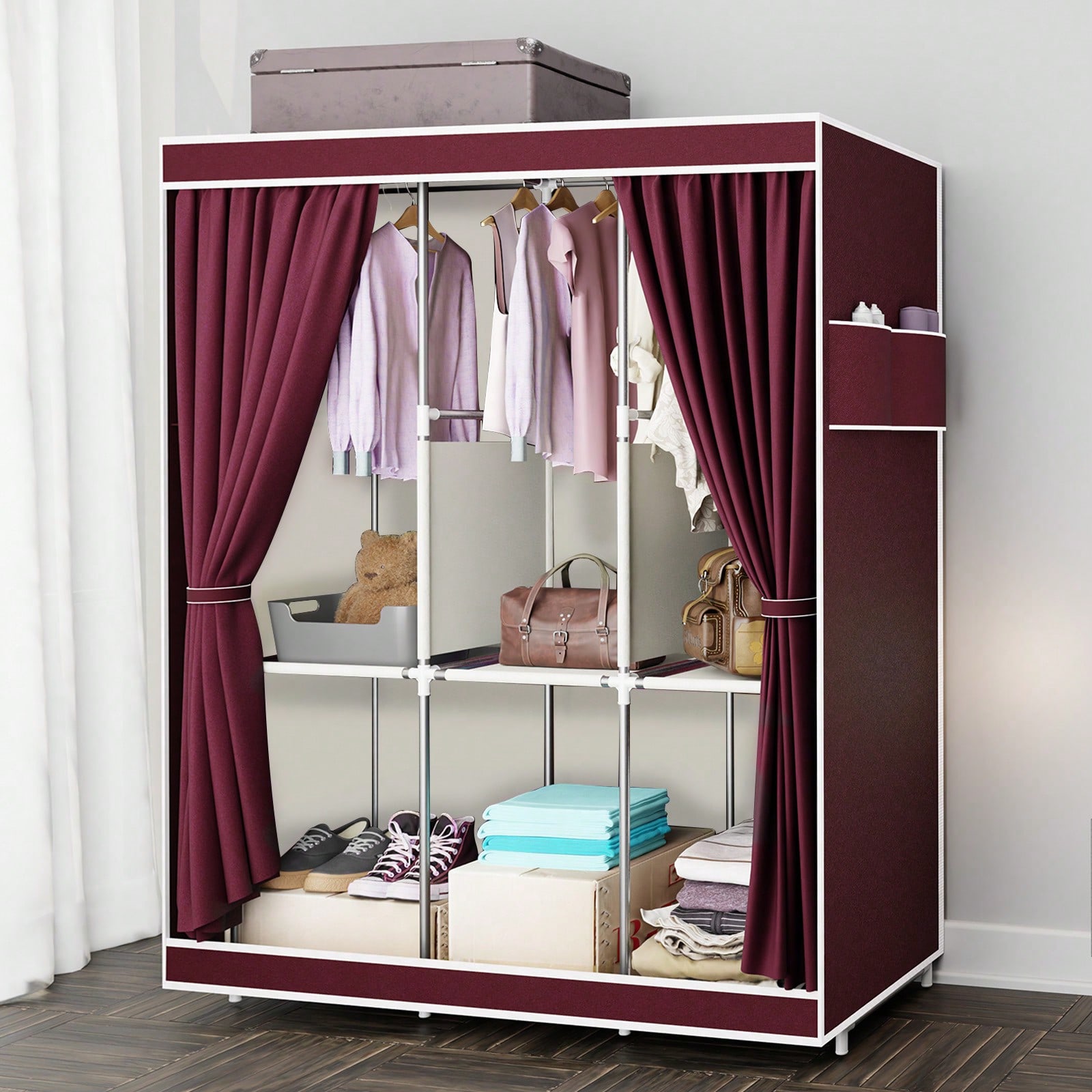 65 inch draagbare kledingkast  - Wardrobe Closet Portable Fabric Cover recensie en prijs