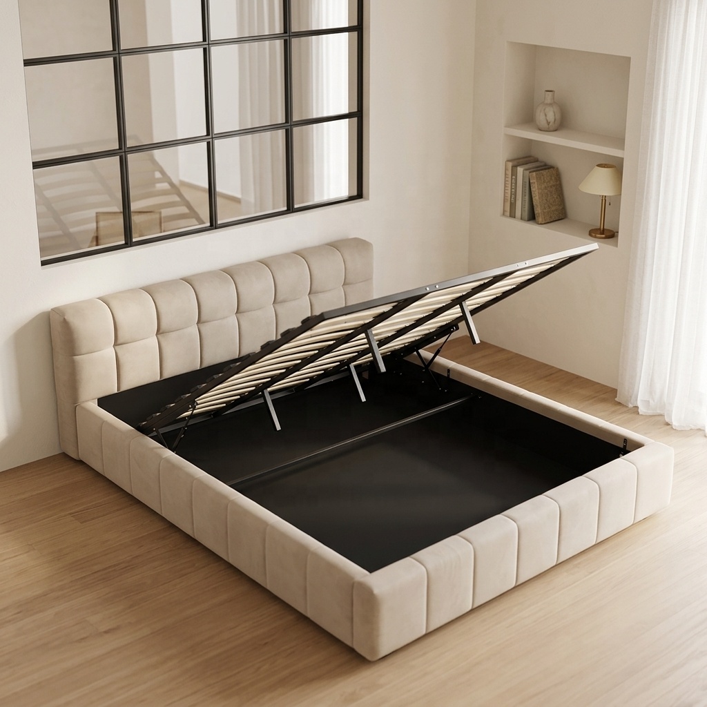 Modern gestoffeerd zacht bed m - Gas Lift Storage Bed Hydraulic recensie en prijs