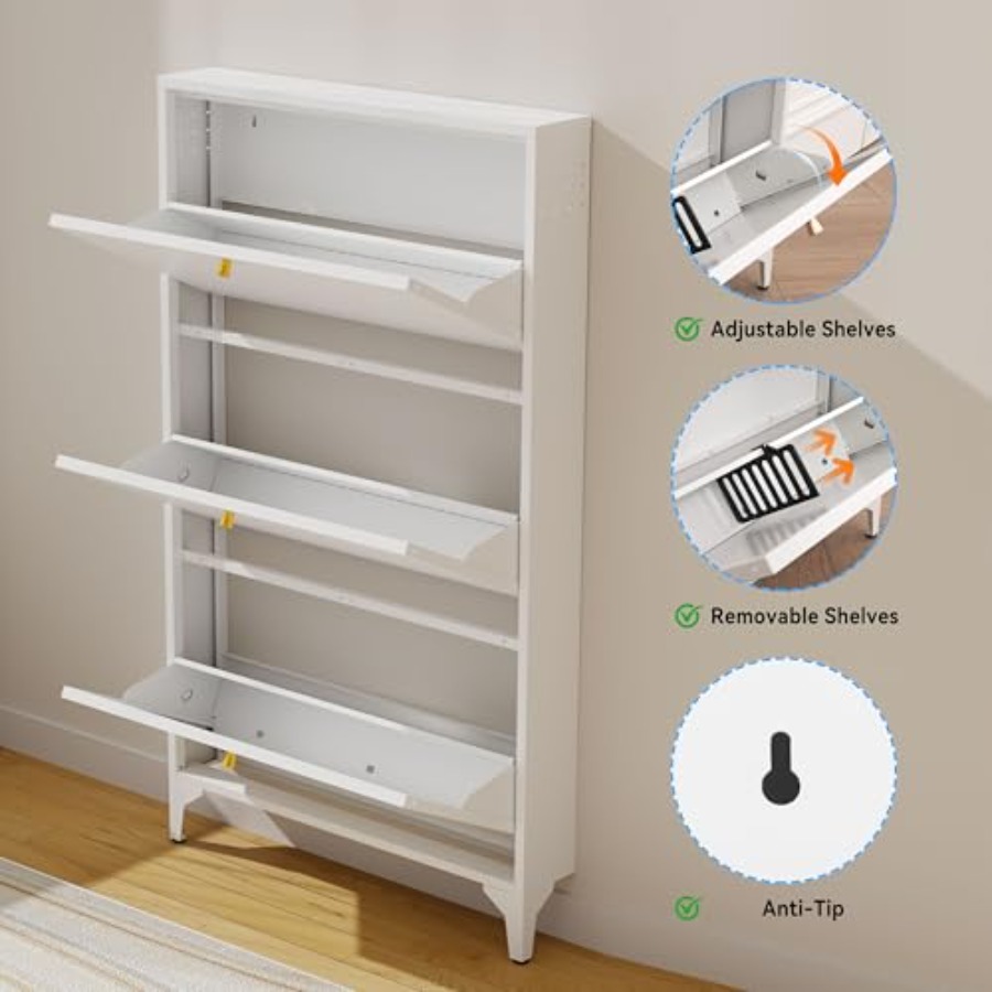 Vrijstaande schoenenkast met 3 - Shoe Rack Cabinet Narrow Entryway recensie en prijs